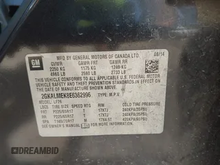 2014 GMC Terrain SLE with VIN 2GKALMEK8E6362996, listed as a IAAI auction lot 42502129 with 114,127 mi miles and . Bid and sale history available at DreamBid. Image 9.