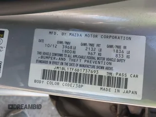 2013 Mazda 3 i SV with VIN JM1BL1TF6D1737693, listed as a IAAI auction lot 42007000 with 248,685 mi miles. Bid and sale history available at carsss.com. Image 9.