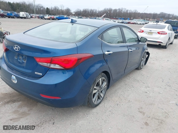 2014 Hyundai Elantra SE with VIN KMHDH4AEXEU039606, listed as a IAAI auction lot 41726852 with 43,717 mi miles. Bid and sale history available at carsss.com. Image 4.
