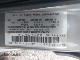 2015 Mazda Mazda6 i Sport with VIN JM1GJ1U62F1173991, listed as a IAAI auction lot 42019177 with 96,524 mi miles. Bid and sale history available at carsss.com. Image 9.