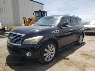 2011 Infiniti QX56 7-passenger with VIN JN8AZ2NF2B9000085, listed as a Copart auction lot 47287725 with 223,217 mi miles and Salvage Title. Bid and sale history available at carsss.com. Image 1.