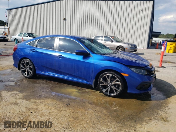 2019 Honda Civic Sport with VIN 2HGFC2F80KH521441, listed as a Copart auction lot 52235145 with 104,604 mi miles and Salvage title. Bid and sale history available at DreamBid. Image 4.