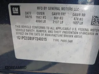 2015 Chevrolet Cruze LT with VIN 1G1PC5SB9F7248015, listed as a IAAI auction lot 42168471 with 76,544 mi miles and . Bid and sale history available at DreamBid. Image 9.
