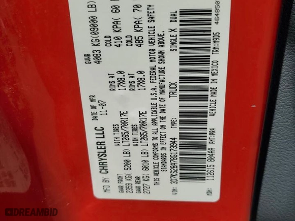2008 Dodge Ram 2500 SLT with VIN 3D7KS28A78G173944, listed as a Copart auction lot 54681075 with 202,475 mi miles and Salvage Title. Bid and sale history available at carsss.com. Image 12.