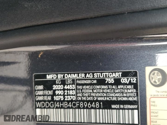 2012 Mercedes-Benz C 250 with VIN WDDGJ4HB4CF896481, listed as a Copart auction lot 55032045 with 170,327 mi miles and Salvage title. Bid and sale history available at DreamBid. Image 12.