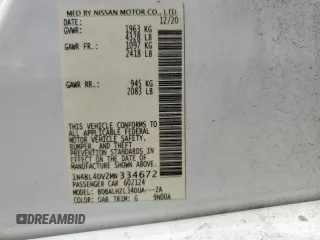 2021 Nissan Altima SV with VIN 1N4BL4DV2MN334672, listed as a Copart auction lot 52707795 with 67,969 mi miles and Salvage title. Bid and sale history available at DreamBid. Image 12.