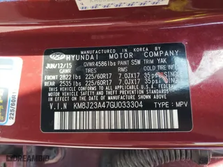 2016 Hyundai Tucson SE with VIN KM8J23A47GU033304, listed as a Copart auction lot 52390775 with 242,148 mi miles and Clean Title. Bid and sale history available at carsss.com. Image 13.