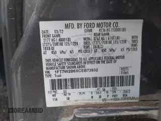2012 Ford F-250 XL с VIN 1FT7W2B6XCEB73932, выставлен на аукционе IAAI как лот 41120517 с пробегом Не указан миль и . История ставок и продаж доступна на DreamBid. Изображение 9.