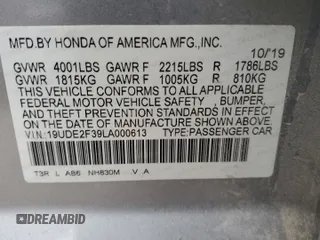 2020 Acura ILX with VIN 19UDE2F39LA000613, listed as a Copart auction lot 44501725 with 63,630 mi miles and Salvage title. Bid and sale history available at DreamBid. Image 14.