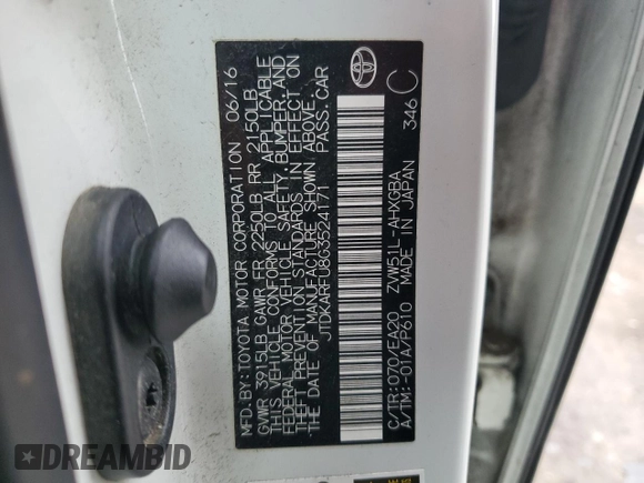 2016 Toyota Prius Four with VIN JTDKARFU8G3524171, listed as a Copart auction lot 55809795 with 120,869 mi miles and Clean Title. Bid and sale history available at carsss.com. Image 13.