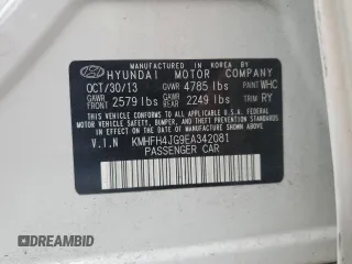 2014 Hyundai Azera Limited z VIN KMHFH4JG9EA342081, wystawiony jako Copart lot #60151565 z przebiegiem 138 351 mil mil oraz Szkoda całkowita • Salvage title. Historia ofert i sprzedaży dostępna na DreamBid. Obrazek 12.