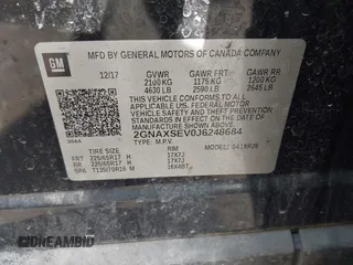 2018 Chevrolet Equinox LT with VIN 2GNAXSEV0J6248684, listed as a IAAI auction lot 41983808 with 121,191 mi miles and . Bid and sale history available at carsss.com. Image 9.