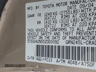 2005 Toyota Tacoma with VIN 5TEUU42N55Z003392, listed as a IAAI auction lot 41597843 with Not Provided miles and . Bid and sale history available at DreamBid. Image 9.