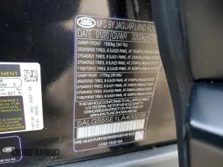 2020 Land Rover Range Rover with VIN SALGS5SE1LA400235, listed as a Copart auction lot 54454995 with 58,884 mi miles and Salvage title. Bid and sale history available at DreamBid. Image 13.