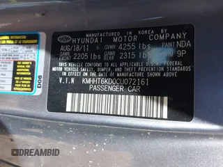2012 Hyundai Genesis Coupe 2.0T с VIN KMHHT6KD0CU072161, выставлен на аукционе IAAI как лот 40968096 с пробегом 109 449 миль миль и . История ставок и продаж доступна на DreamBid. Изображение 9.