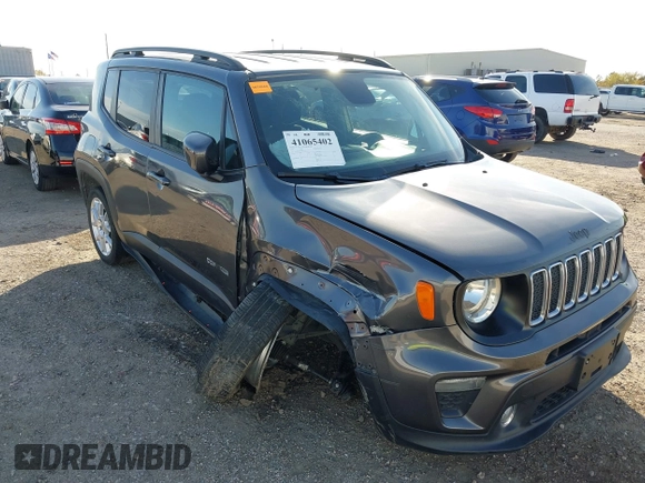 2020 Jeep Renegade Latitude with VIN ZACNJABB8LPL25157, listed as a IAAI auction lot 41065402 with 64,982 mi miles. Bid and sale history available at carsss.com. Image 1.