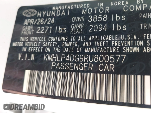 2024 Hyundai Elantra Limited с VIN KMHLP4DG9RU800577, выставлен на аукционе IAAI как лот 42484059 с пробегом 24 731 миль миль и . История ставок и продаж доступна на DreamBid. Изображение 9.