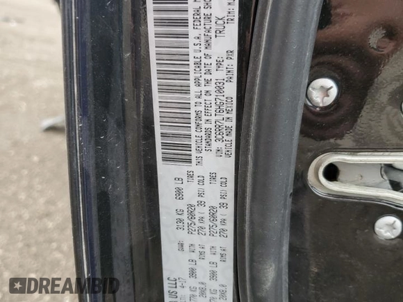 2017 Ram 1500 Big Horn with VIN 3C6RR7LT6HG710031, listed as a Copart auction lot 53549635 with 90,370 mi miles and Salvage title. Bid and sale history available at DreamBid. Image 12.