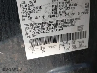 2012 Ford Edge SEL with VIN 2FMDK4JC5CBA11182, listed as a IAAI auction lot 41887521 with 181,599 mi miles. Bid and sale history available at carsss.com. Image 9.