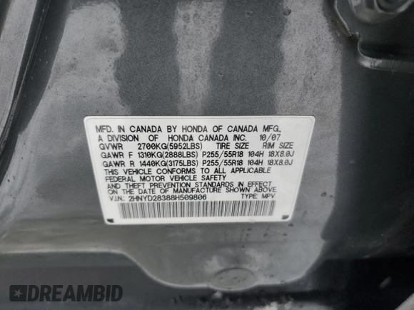 2008 Acura MDX Tech Pkg with VIN 2HNYD28388H509806, listed as a Copart auction lot 45013295 with 255,157 mi miles and Salvage Title. Bid and sale history available at carsss.com. Image 13.