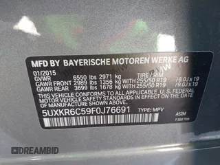 2015 BMW X5 xDrive50i z VIN 5UXKR6C59F0J76691, wystawiony jako IAAI lot #41857319 z przebiegiem 32 830 mil mil oraz . Historia ofert i sprzedaży dostępna na DreamBid. Obrazek 9.