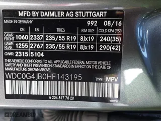 2017 Mercedes-Benz GLC with VIN WDC0G4JB0HF143195, listed as a IAAI auction lot 42004430 with 18,560 mi miles. Bid and sale history available at carsss.com. Image 9.