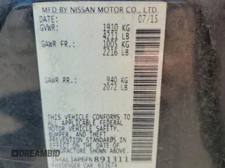 2015 Nissan Altima SL with VIN 1N4AL3AP6FN891311, listed as a Copart auction lot 58098675 with 123,761 mi miles and Salvage title. Bid and sale history available at DreamBid. Image 13.