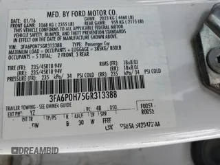 2016 Ford Fusion SE with VIN 3FA6P0H75GR313388, listed as a Copart auction lot 52805775 with 110,896 mi miles and Salvage Title. Bid and sale history available at carsss.com. Image 12.