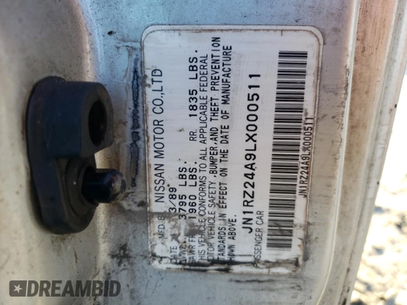 1990 Nissan 300ZX z VIN JN1RZ24A9LX000511, wystawiony jako Copart lot #85093674 z przebiegiem 282 399 mil mil oraz Szkody całkowita. Historia ofert i sprzedaży dostępna na DreamBid. Obrazek 12.