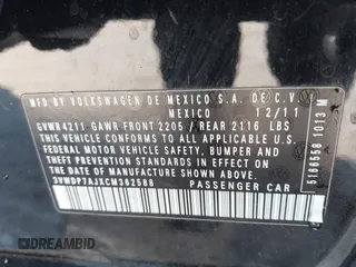 2012 Volkswagen Jetta SE с VIN 3VWDP7AJXCM362588, выставлен на аукционе IAAI как лот 41951625 с пробегом 210 159 миль миль и . История ставок и продаж доступна на DreamBid. Изображение 9.