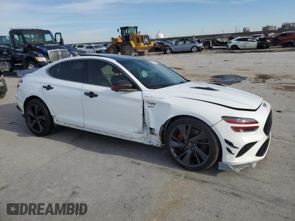 2022 Genesis G70 3.3T z VIN KMTG54TE2NU103730, wystawiony jako Copart lot #87601785 z przebiegiem 39 351 mil mil oraz Szkoda całkowita • Salvage title. Historia ofert i sprzedaży dostępna na DreamBid. Obrazek 4.