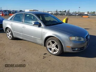 2007 Audi A4 2.0T with VIN WAUDF78E67A012471, listed as a IAAI auction lot 41307861 with 184,631 mi miles. Bid and sale history available at carsss.com. Image 1.