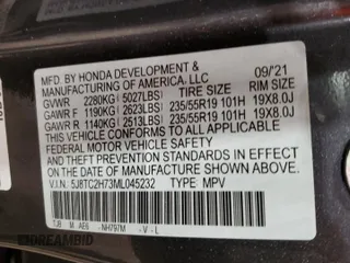 2021 Acura RDX w/Advance Package with VIN 5J8TC2H73ML045232, listed as a Copart auction lot 86669304 with 26,714 mi miles and Salvage Title. Bid and sale history available at carsss.com. Image 15.