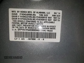 2014 Honda Ridgeline SE with VIN 5FPYK1F64EB009461, listed as a Copart auction lot 83883794 with 0 mi miles and Salvage Title. Bid and sale history available at carsss.com. Image 13.