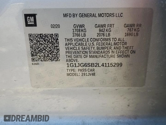 2020 Chevrolet Sonic LT z VIN 1G1JG6SB2L4115299, wystawiony jako Copart lot #41826735 z przebiegiem 120 280 mil mil oraz Szkoda całkowita • Salvage title. Historia ofert i sprzedaży dostępna na DreamBid. Obrazek 12.