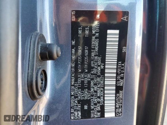 2015 Toyota Sienna LE AAS with VIN 5TDKK3DC3FS596221, listed as a Copart auction lot 48704235 with 194,571 mi miles and Salvage Title. Bid and sale history available at carsss.com. Image 14.