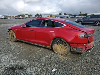 2015 Tesla Model S 85D with VIN 5YJSA1E23FF115854, listed as a Copart auction lot 48938485 with 96,596 mi miles and Salvage Title. Bid and sale history available at carsss.com. Image 2.