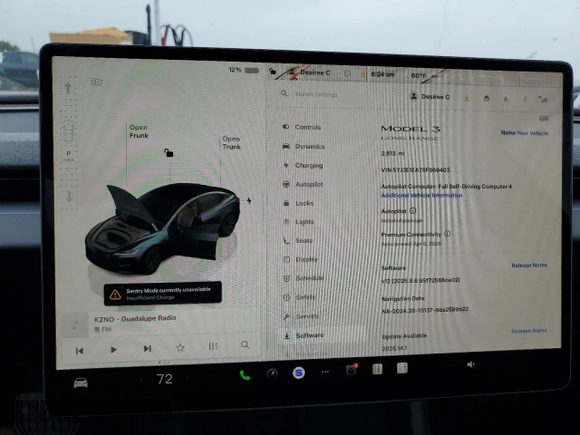 2025 Tesla Model 3 Long Range with VIN 5YJ3E1EA7SF969403, listed as a Copart auction lot 55348185 with 2,613 mi miles and Salvage title. Bid and sale history available at DreamBid. Image 9.