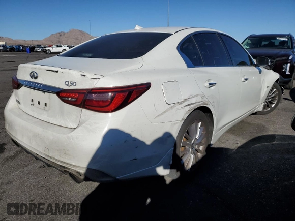 2018 Infiniti Q50 Luxe with VIN JN1EV7AP6JM366313, listed as a Copart auction lot 88701275 with 95,376 mi miles and Salvage Title. Bid and sale history available at DreamBid. Image 3.