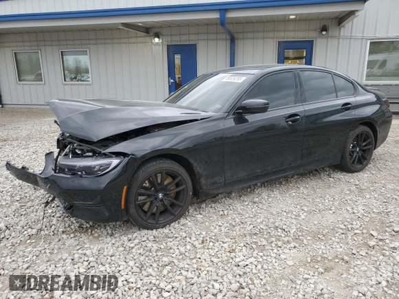2020 BMW 3 Series 330i xDrive with VIN 3MW5R7J01L8B21498, listed as a Copart auction lot 49526285 with 76,575 mi miles and Salvage Title. Bid and sale history available at carsss.com. Image 1.