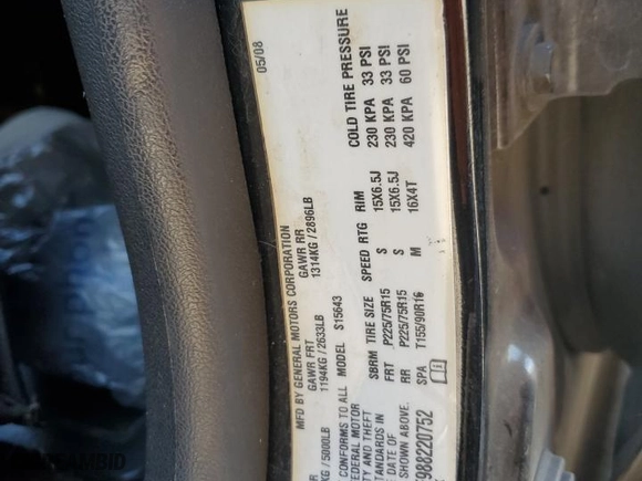 2008 Chevrolet Colorado LT w/1LT with VIN 1GCCS33E988220752, listed as a Copart auction lot 86727614 with 134,632 mi miles and Salvage Title. Bid and sale history available at carsss.com. Image 13.