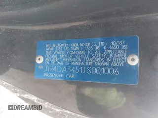 1988 Acura Integra z VIN JH4DA3451JS001006, wystawiony jako IAAI lot #42246189 z przebiegiem 120 711 mil mil oraz . Historia ofert i sprzedaży dostępna na DreamBid. Obrazek 9.