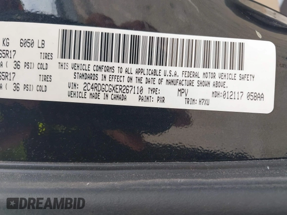 2014 Dodge Grand Caravan SXT z VIN 2C4RDGCGXER267110, wystawiony jako IAAI lot #42251423 z przebiegiem 146 198 mil mil oraz . Historia ofert i sprzedaży dostępna na DreamBid. Obrazek 9.