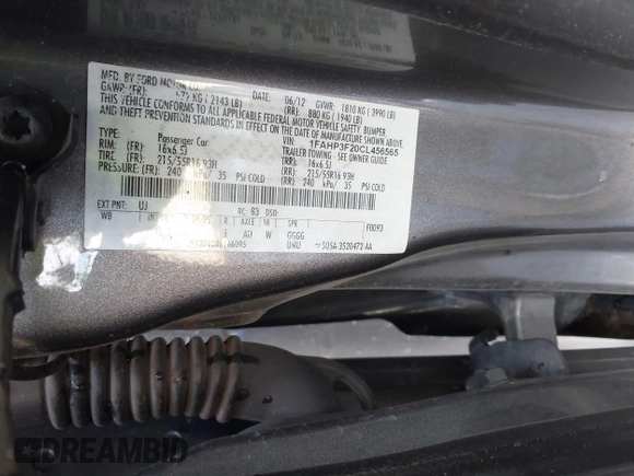 2012 Ford Focus SE с VIN 1FAHP3F20CL456565, выставлен на аукционе IAAI как лот 42045389 с пробегом 164 323 миль миль и . История ставок и продаж доступна на DreamBid. Изображение 9.