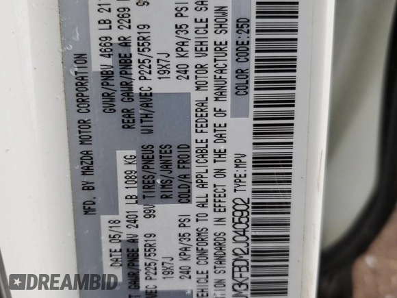 2018 Mazda CX-5 Grand Touring with VIN JM3KFBDM2J0405902, listed as a Copart auction lot 53731175 with 85,740 mi miles and Salvage Title. Bid and sale history available at DreamBid. Image 13.