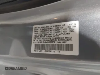 2016 Honda Odyssey EX-L with VIN 5FNRL5H64GB079561, listed as a IAAI auction lot 42176835 with 83,248 mi miles and . Bid and sale history available at carsss.com. Image 9.