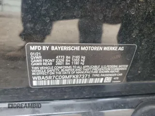 2021 BMW 3 Series 330i xDrive with VIN WBA5R7C09MFK87371, listed as a Copart auction lot 81160724 with 46,817 mi miles and Salvage Title. Bid and sale history available at carsss.com. Image 12.