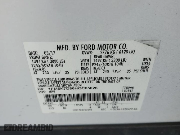 2017 Ford Explorer XLT with VIN 1FM5K7D86HGC65626, listed as a Copart auction lot 46083775 with 118,455 mi miles and Salvage Title. Bid and sale history available at carsss.com. Image 13.