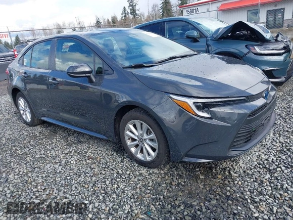 2023 Toyota Corolla Hybrid LE with VIN JTDBCMFE8P3022489, listed as a IAAI auction lot 41766861 with 44,571 mi miles. Bid and sale history available at carsss.com. Image 1.