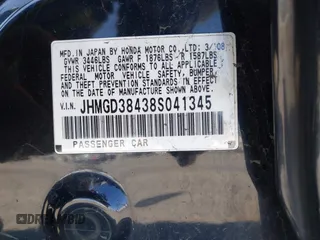 2008 Honda Fit with VIN JHMGD38438S041345, listed as a IAAI auction lot 41818722 with 128,112 mi miles. Bid and sale history available at carsss.com. Image 9.